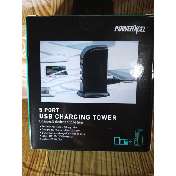 Sku#023- PowerXcel 5 Port Black USB Charging Tower - Picture 2 of 2